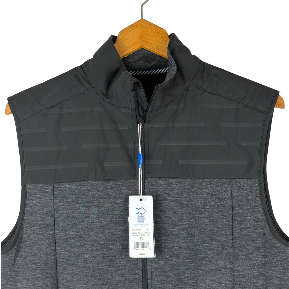 Southern‎ Tide Mens Caviar Black Coligny Quilted Vest Size S - Picture 5 of 14